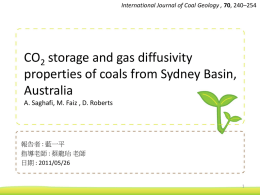 CO2 storage and gas diffusivity properties of coals from Sydney