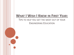 What I wish I knew in First Year - The McMaster Engineering Society