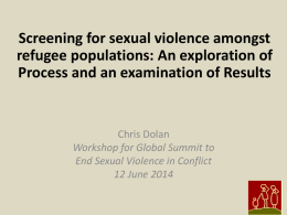 Screening for sexual violence amongst refugee populations
