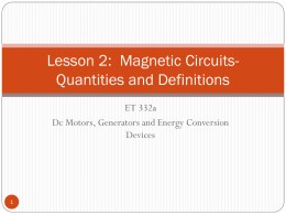 Lesson 2: Magnetic Circuits-Quantities and Definitions