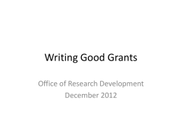 Writing Good Grants