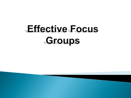 Effective Use Of Focus Groups