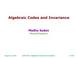 Algebraic Codes and Invariance