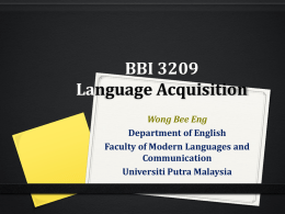 BBI 5210 Second Language Acquisition