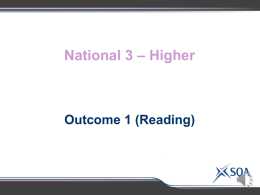 National 3 - Higher Outcome 1 (Reading)