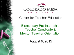 Pre-Internship Overview - Colorado Mesa University