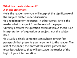 A thesis statement - benchmark