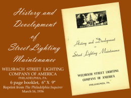 History and Development of Gas Street Lighting Maintenance, 6