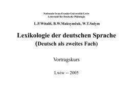 Lexikologie der deutschen Sprache