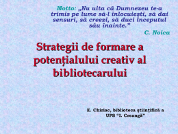 Strategii de formare a potenţialului creativ al bibliotecarului