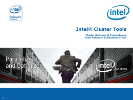 Intel® Cluster Tools Cluster Software & Technologies Intel Software