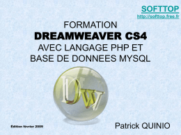 Formation DREAMWEAVER CS4 PHP MYSQL