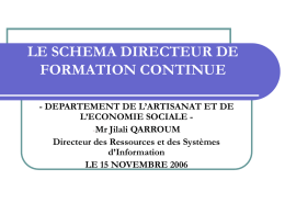 LE SCHEMA DIRECTEUR DE FORMATION CONTINUE