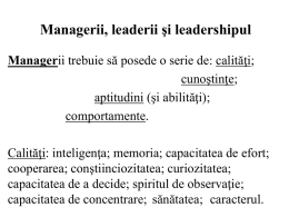 Managerii, leaderii şi leadershipul