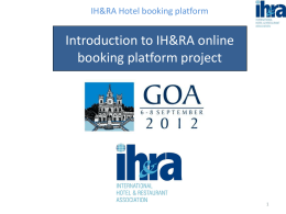 Booking platform - International Hotel & Restaurant Association