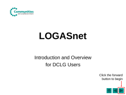 LOGASnet - Department for Communities and Local Government