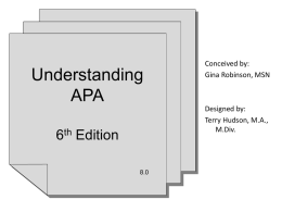 Powerpoint on APA 8.0 "The Slingshot"