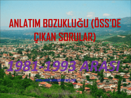 1981 &ndash; 1993 Yılları Arasında &Ccedil;ıkmış Anlatım bozuklukları Ders Sunusu