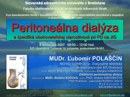 Peritoneálna dialýza a špecifiká ošetrovateľskej