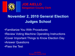 JUDGE`S BINDER ELECTION DAY MATERIALS