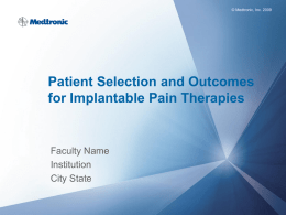 Patient Selection for Medtronic Pain Therapies