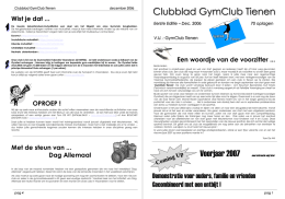 Eerste Editie – Dec. 2006 70 oplagen VU : GymClub Tienen Een
