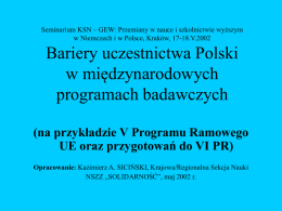 Bariery uczestnictwa Polski w