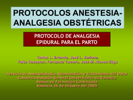Protocolos en analgesia y anestesia obstétricas