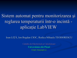 Aplicaţie LabVIEW pentru verificarea termocontactelor de la