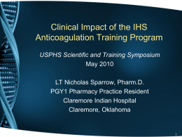 IHS Anticoagulation Training Program