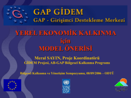 Yerel Ekonomik Kalkınma Modeli Olarak GAP-GİDEM Projesi