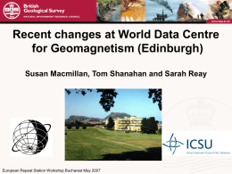 Recent changes at World Data Centre for Geomagnetism (Edinburgh)