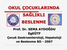 ADOLESAN BESLENMESİ - Prof Dr Sema Aydoğdu