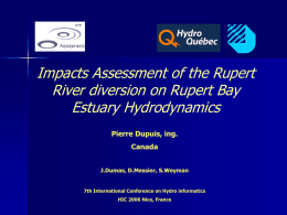 Impacts Assessment of the Rupert River diversion on Rupert Bay