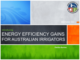 introducing ENERGY EFFICIENCY GAINS FOR AUSTRALIA