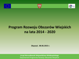 Program Rozwoju Obszarów Wiejskich na lata 2014 - 2020