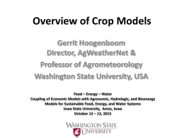 Gerrit Hoogenboom - Overview of Crop Models