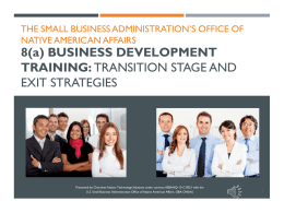 8(a) Business Development Training Transition and Exit webinar