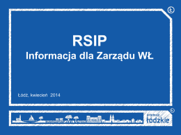 RSIP Informacja dla Zarządu WŁ - Biuletyn Informacji Publicznej