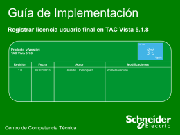 Registrar licencia usuario final en TAC Vista 5.1