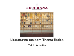 Thematische Recherche - Leuphana Universität Lüneburg