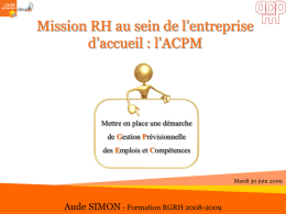 Présentation de l*entreprise d*accueil l*ACPM - Aude SIMON