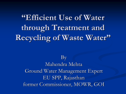 Impact of urbanization on Ground Water *Solution and