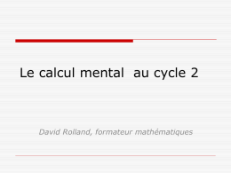 Diaporama "Le calcul mental au cycle 2"