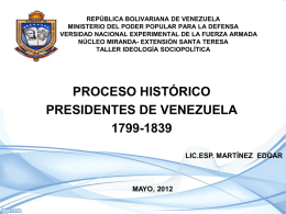 PRESIDENTES DE VENEZUELA 1799