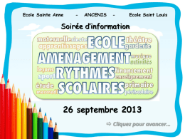 Diaporama Rythmes Scolaires - Ecole Sainte Anne