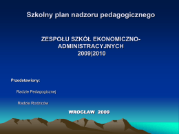 Szkolny plan nadzoru pedagogicznego 2009