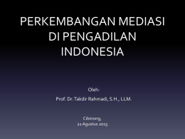 PERKEMBANGAN MEDIASI DI PENGADILAN INDONESIA