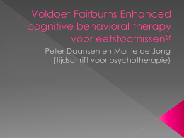 Voldoet Fairburns Enhanced cognitive behavioral