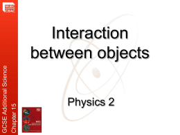 Chapter 15  GCSE Additional Science  Interaction between objects Physics 2   Forces working in Pairs Force ‘A’ that you exert on the trolley.  Force ‘B’ exerted by the trolley.
